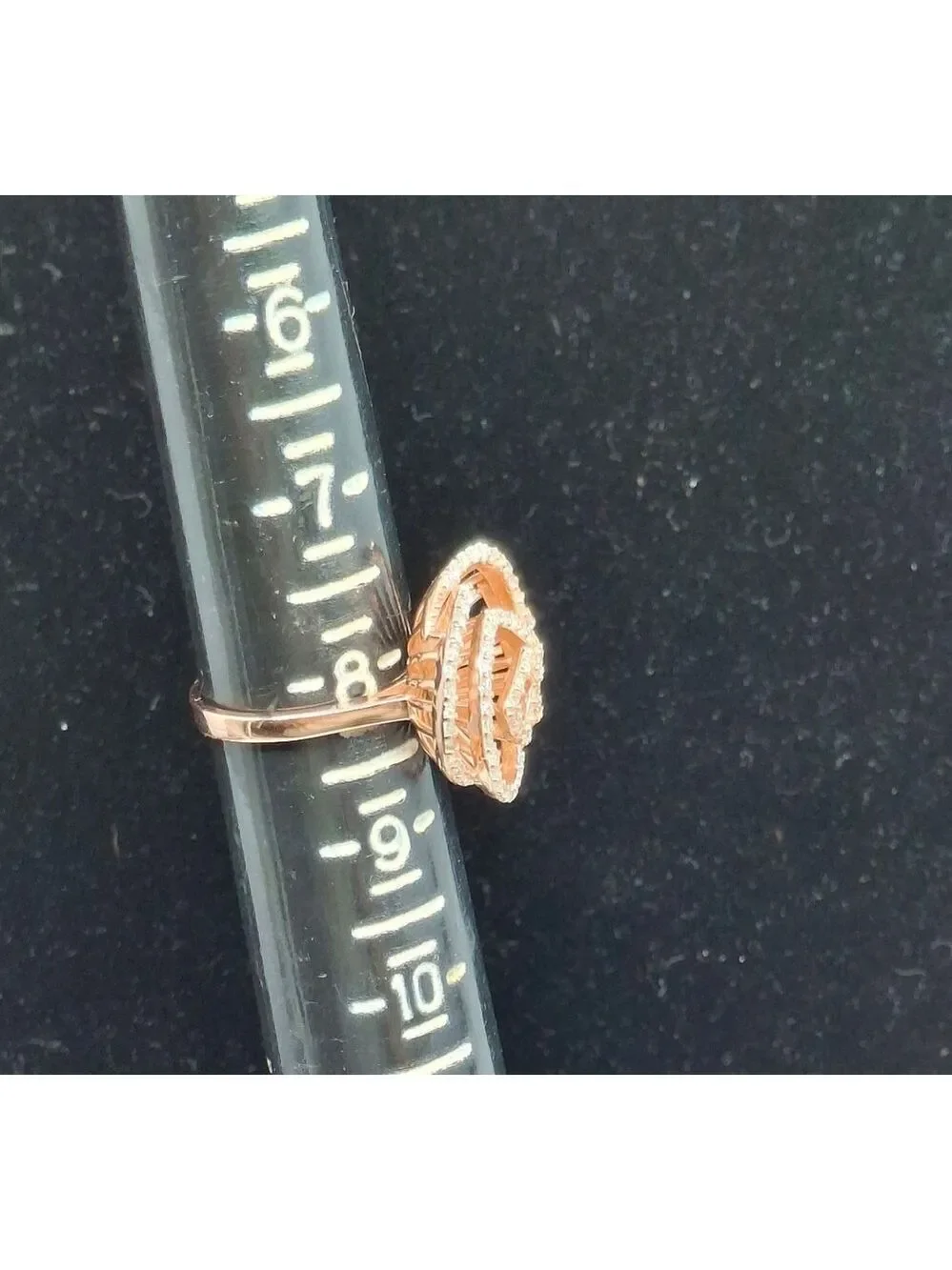 Rose Gold Over Sterling Silver Ring With CZ's Sz 8